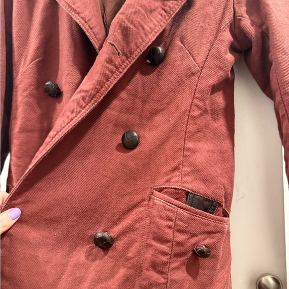 Free People Double-Breasted Trench Coat - Brick Red - Picture 5 of 6